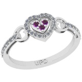 0.26 Ctw SI2/I1 Amethyst And Diamond 10k White Gold Cluster Engagement Ring