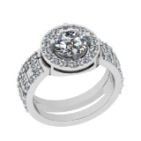 2.45 Ctw VS/SI1 Diamond 14K White Gold Engagement Halo Ring
