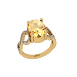 5.53 Ctw SI2/I1 Citrine And Diamond 14K Yellow Gold Engagement Ring