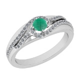 0.75 Ctw SI2/I1 Emerald And Diamond 14K White Gold Engagement Ring