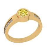 0.75 Ctw I2/I3 Treated Fancy Yellow And White Diamond 14K Yellow Gold Ring