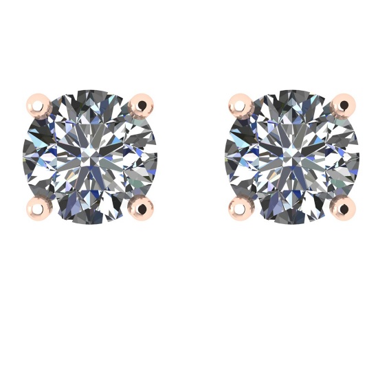 CERTIFIED 1 CTW ROUND D/VS2 DIAMOND (LAB GROWN IGI Certified DIAMOND SOLITAIRE EARRINGS ) IN 14K YEL