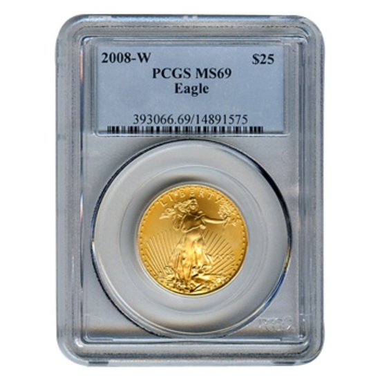 Certified American $25 Gold Eagle 2008-W MS69 PCGS