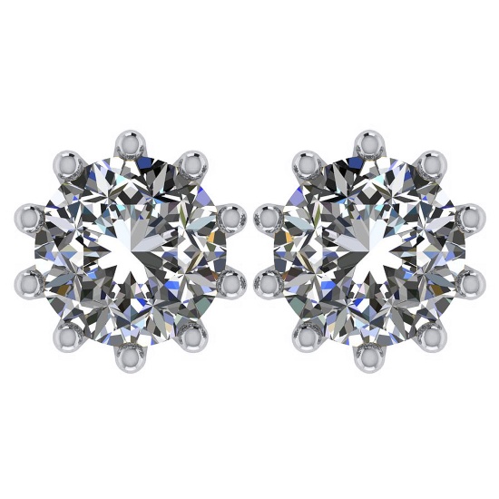 CERTIFIED 0.71 CTW ROUND E/VS1 DIAMOND (LAB GROWN IGI Certified DIAMOND SOLITAIRE EARRINGS ) IN 14K