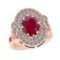 3.30 Ctw SI2/I1 Ruby And Diamond 14K Rose Gold Vintage Style Wedding Ring