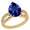 4.61 Ctw SI2/I1 Tanzanite And Diamond 14K Yellow Gold Engagement Ring