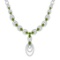 23.55 Ctw SI2/I1 Peridot And Diamond 14K White Gold Necklace