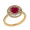 1.61 Ctw I2/I3 Ruby And Diamond 14K Yellow Gold Engagement Halo Ring