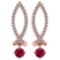 1.48 Ctw I2/I3 Ruby And Diamond 14K Rose Gold Earrings