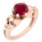 2.08 Ctw I2/I3 Ruby And Diamond 14K Rose Gold Antique Style Skull Ring