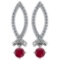 1.48 Ctw I2/I3 Ruby And Diamond 14K White Gold Earrings