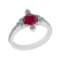 1.55 Ctw SI2/I1 Ruby And Diamond 14K White Gold Ring