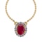 2.35 Ctw SI2/I1 Ruby And Diamond 14K Yellow Gold Nekless