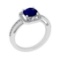1.70 Ctw SI2/I1 Blue Sapphire And Diamond 14K White Gold Engagement Halo Ring