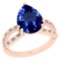 4.61 Ctw SI2/I1 Tanzanite And Diamond 14K Rose Gold Engagement Ring