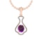 1.80 Ctw I2/I3 Amethyst And Diamond 14K Rose Gold Necklace