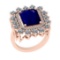 5.79 Ctw SI2/I1 Blue Sapphire And Diamond 14K Rose Gold Cocktail Ring