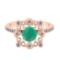 1.24 Ctw SI2/I1 Emerald And Diamond 14K Rose Gold Vintage Style Wedding Ring