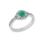 0.75 Ctw SI2/I1 Emerald And Diamond 14K White Gold Engagement Halo Ring