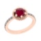 1.53 Ctw SI2/I1 Ruby And Diamond 14K Rose Gold Ring