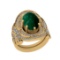 4.82 Ctw SI2/I1 Emerald And Diamond 14K Yellow Gold Cocktail Ring