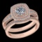 1.70 Ctw VS/SI1 Diamond 10K Rose Gold Bridal Wedding Two Row Halo Set Ring
