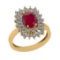 2.90 Ctw SI2/I1 Ruby And Diamond 14K Yellow Gold Engagement Ring
