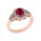 1.00 Ctw SI2/I1 Ruby And Diamond 14K Rose Gold Vintage Style Ring