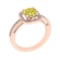 1.70 Ctw I2/I3 Treated Fancy Yellow And White Diamond 14K Rose Gold Engagement Halo Ring