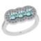 0.94 Ctw SI2/I1 Aquamarine And Diamond 14k White Gold three Stone Ring