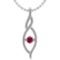 0.49 Ctw SI2/I1 Ruby And Diamond 14K White Gold Necklace