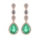 13.83 Ctw SI2/I1 Emerald And Diamond 14K Rose Gold Earrings