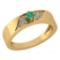 0.19 Ctw Emerald And Diamond 18K Yellow Gold Halo Ring
