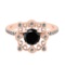 1.24 Ctw I2/I3 Treated Fancy Black And White Diamond 14K Rose Gold Vintage Style Wedding Ring