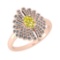 1.15 Ctw I2/I3 Treated fancy Yellow And White Diamond 14K Rose Gold Vintage Style Ring