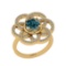 1.82 Ctw I2/I3 Treated Fancy Blue And White Diamond 14K Yellow Gold Engagement Halo Ring