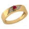 0.19 Ctw Ruby And Diamond 18K Yellow Gold Halo Ring
