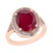 5.25 Ctw SI2/I1 Ruby And Diamond 14K Rose Gold Engagement Ring