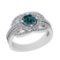 1.57 Ctw I2/I3 Treated Fancy Blue And White Diamond 14K White Gold Ring