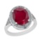5.25 Ctw SI2/I1 Ruby And Diamond 14K White Gold Engagement Ring