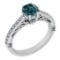 1.70 Ctw I2/I3 Treated Fancy Blue And White Diamond 14K White Gold Filigree Engagement Ring