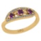 0.48 Ctw SI2/I1 Amethyst And Diamond 10k Yellow Gold three Stone Ring