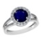 1.90 Ctw SI2/I1 Blue Sapphire And Diamond 14K White Gold Engagement Halo Ring