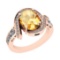 4.10 Ctw SI2/I1 Citrine And Diamond 10K Rose Gold Engagement Halo Ring