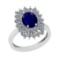 2.90 Ctw SI2/I1 Blue Sapphire And Diamond 14K White Gold Engagement Ring