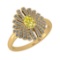 1.15 Ctw I2/I3 Treated fancy Yellow And White Diamond 14K Yellow Gold Vintage Style Ring