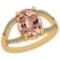 5.00 Ctw SI2/I1 Morganite And Diamond 14K Yellow Gold Vintage Style Ring