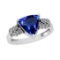 2.62 Ctw SI2/I1 Tanzanite And Diamond 14K White Gold Cocktail Ring