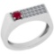 0.33 Ctw I2/I3 Ruby And Diamond 14K White Gold Engagement Ring