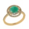 1.61 Ctw I2/I3 Emerald And Diamond 14K Yellow Gold Engagement Halo Ring